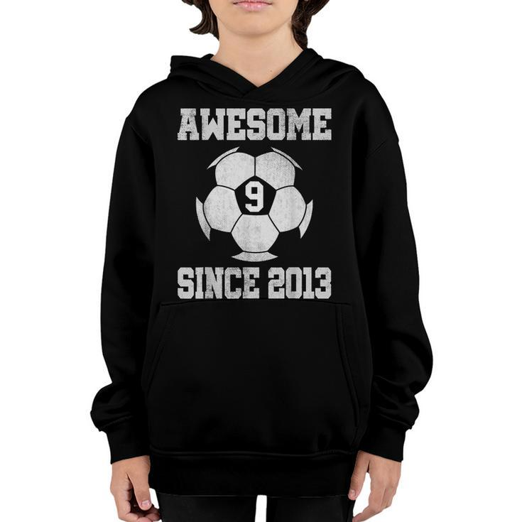 9Th Birthday Soccer Player 9 Years Old Vintage Retro  Youth Hoodie