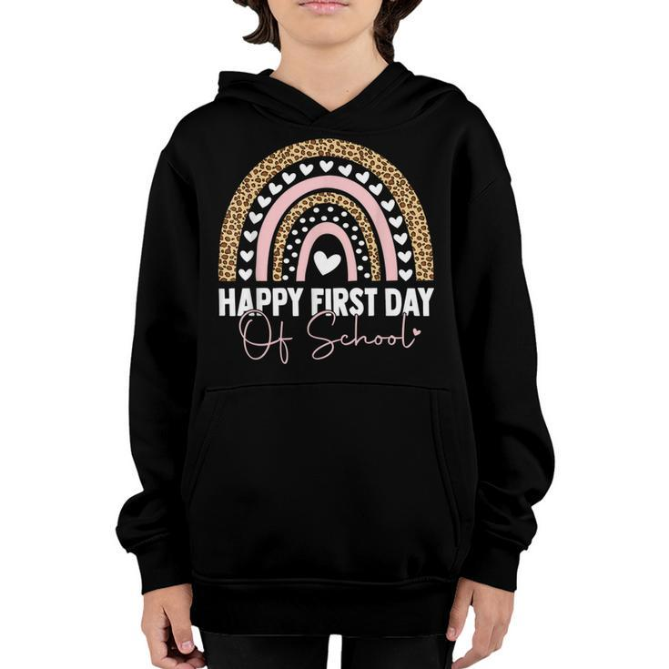 Back To School  Funny Rainbow Happy First Day Of School  Youth Hoodie