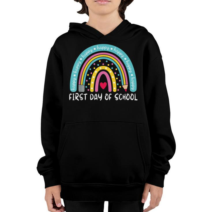 Back To School Funny Rainbow Happy First Day Of School  Youth Hoodie