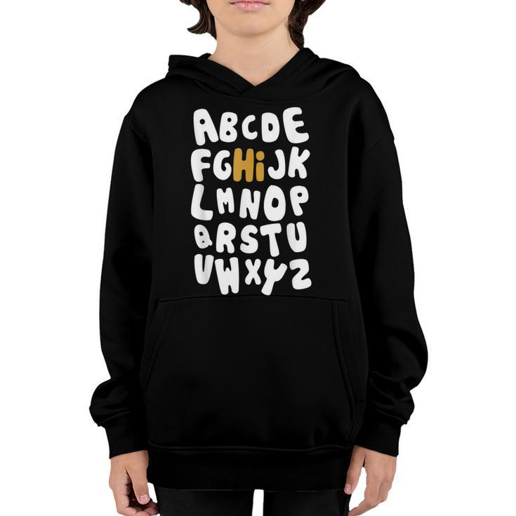 Back To School Hi Alphabet Letters Gift  Youth Hoodie