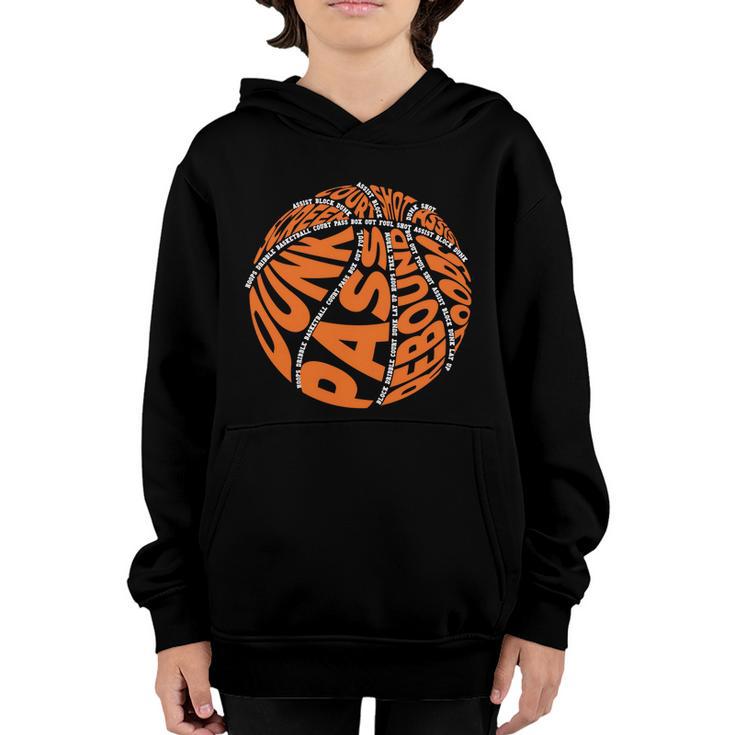 Basketball Gift For Boys Girls Word Cloud Youth Hoodie