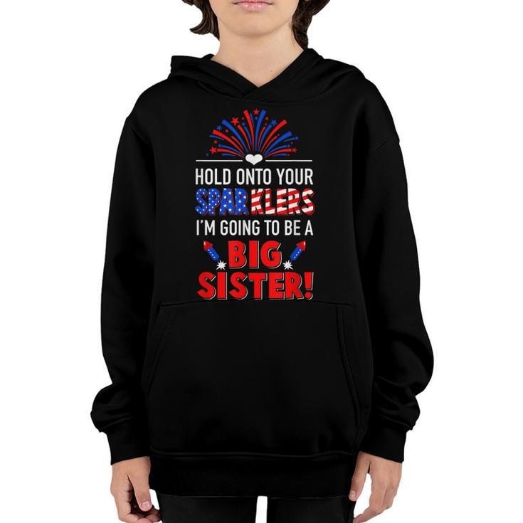 Big Sister Sparkler 4Th Of July Pregnancy Announcement  V2 Youth Hoodie