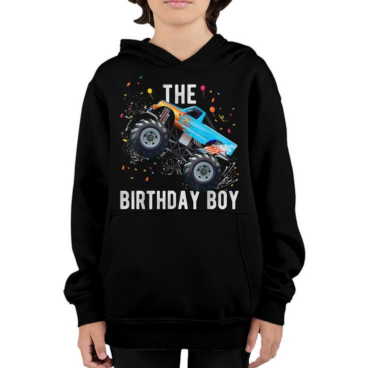 Birthday Boy Monster Truck Family Matching  Youth Hoodie