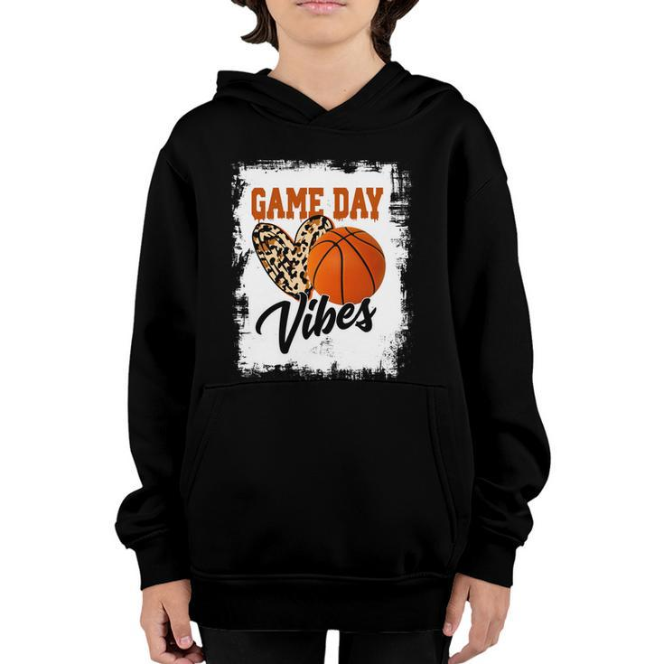 Bleached Game Day Vibes Basketball Fan Mom Grandma Auntie Cute Gift Youth Hoodie