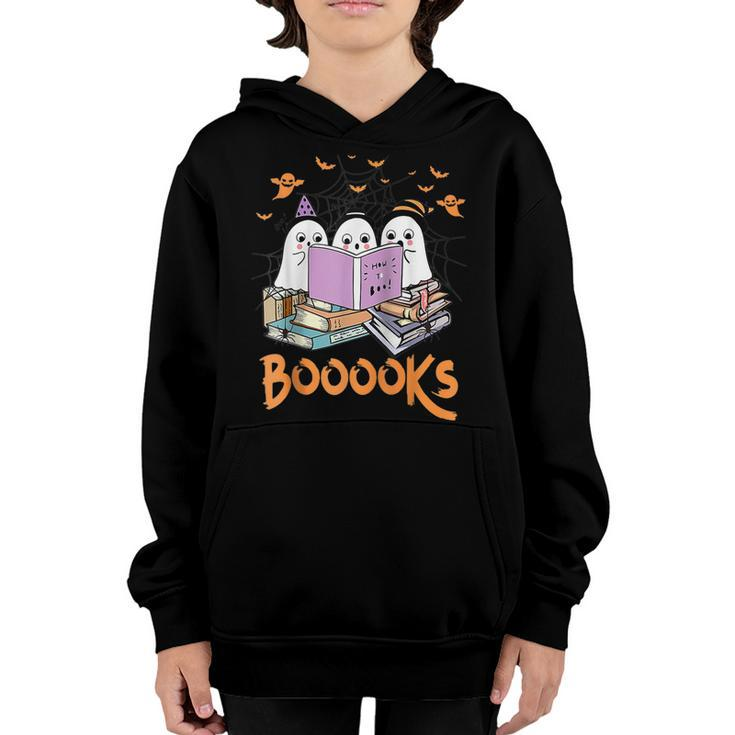 Boo Read Books Library Funny Booooks Ghost Halloween Gifts  Youth Hoodie
