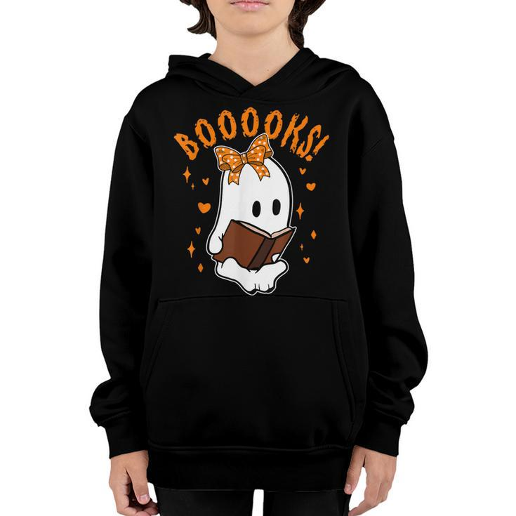 Booooks Boo Ghost Halloween Nerd  Youth Hoodie