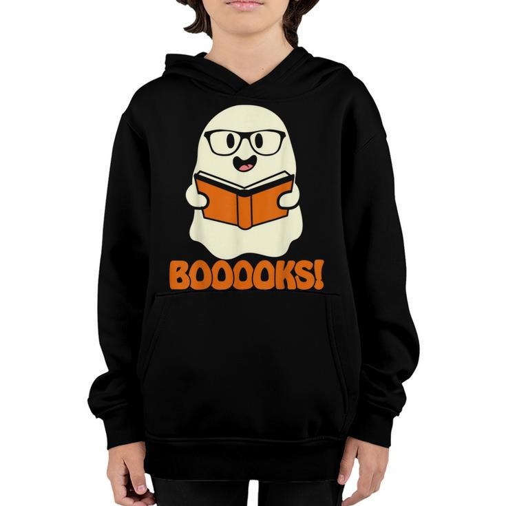 Booooks Ghost Boo Read Books Library Teacher Halloween Cute  V4 Youth Hoodie