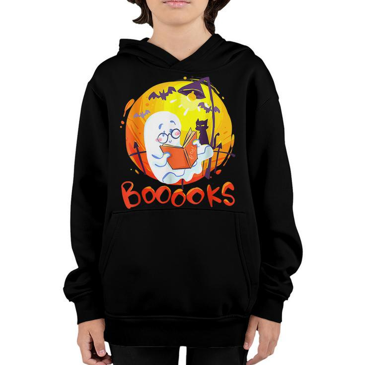 Booooks Ghost Funny Halloween Teacher Book Library Reading  Youth Hoodie