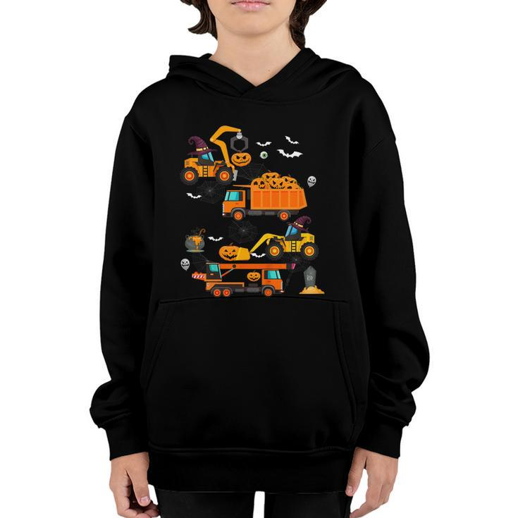 Construction Vehicle Halloween Crane Truck Pumpkin Boys Graphic Design Printed Casual Daily Basic Youth Hoodie