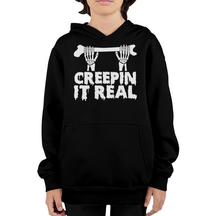 Creep It Real Skeleton Funny Halloween Youth Hoodie