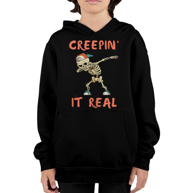Dancing Skeleton And Dab Press For Halloween  Youth Hoodie