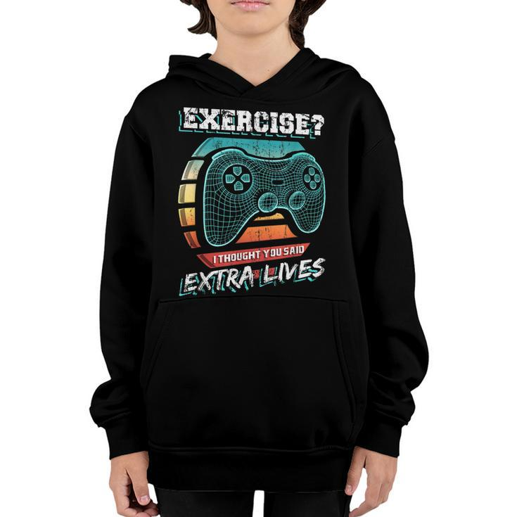 Extra Lives Funny Video Game Controller Retro Gamer Boys  V8 Youth Hoodie