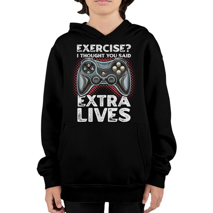 Extra Lives Funny Video Game Controller Retro Gamer Boys  V9 Youth Hoodie