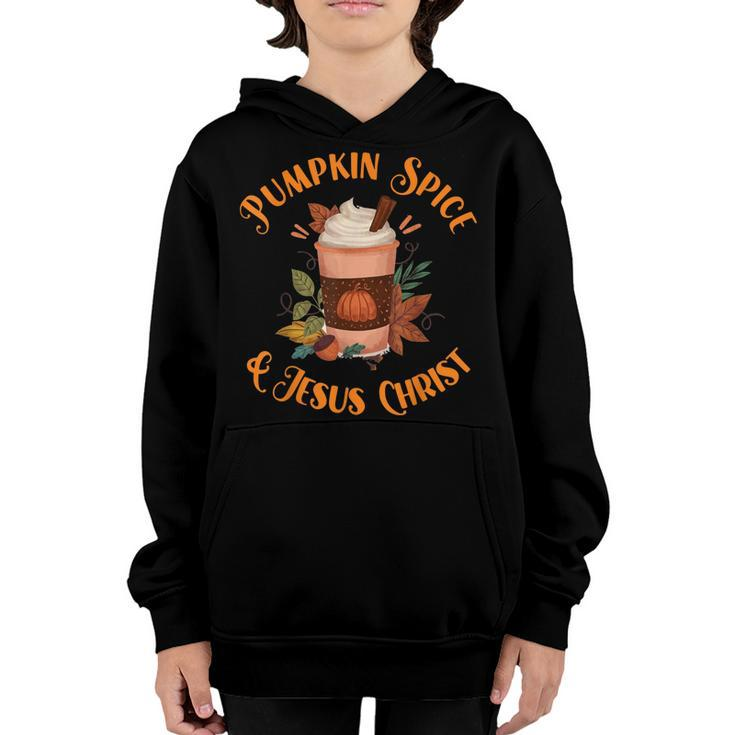 Fall Season Cute Pumpkin Spice And Jesus Christ Thanksgiving  Youth Hoodie