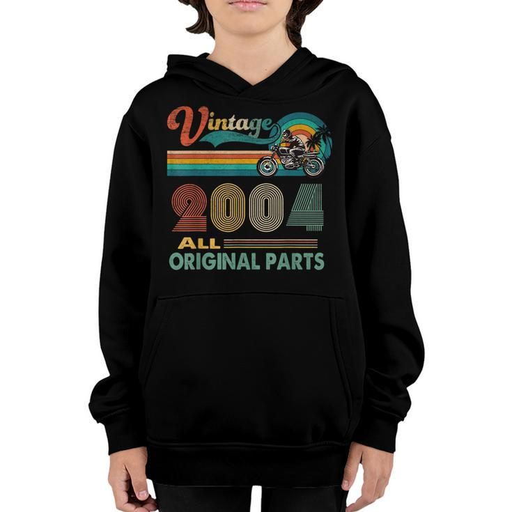 Funny 18Th Birthday Gifts Vintage Retro Motorcycle Born 2004  Youth Hoodie
