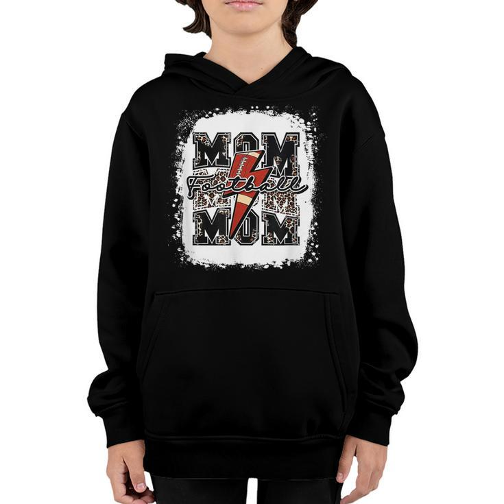 Funny Football Mom Lightning Bolt Leopard Game Day Vibes  Youth Hoodie