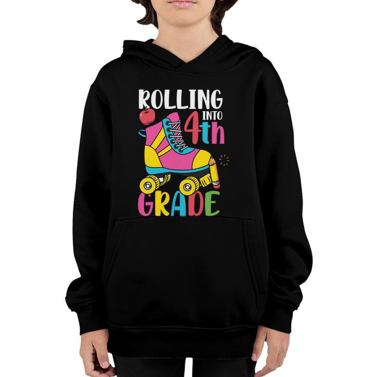 Funny Rolling Into 4Th Grade Back To School Gift Youth Hoodie