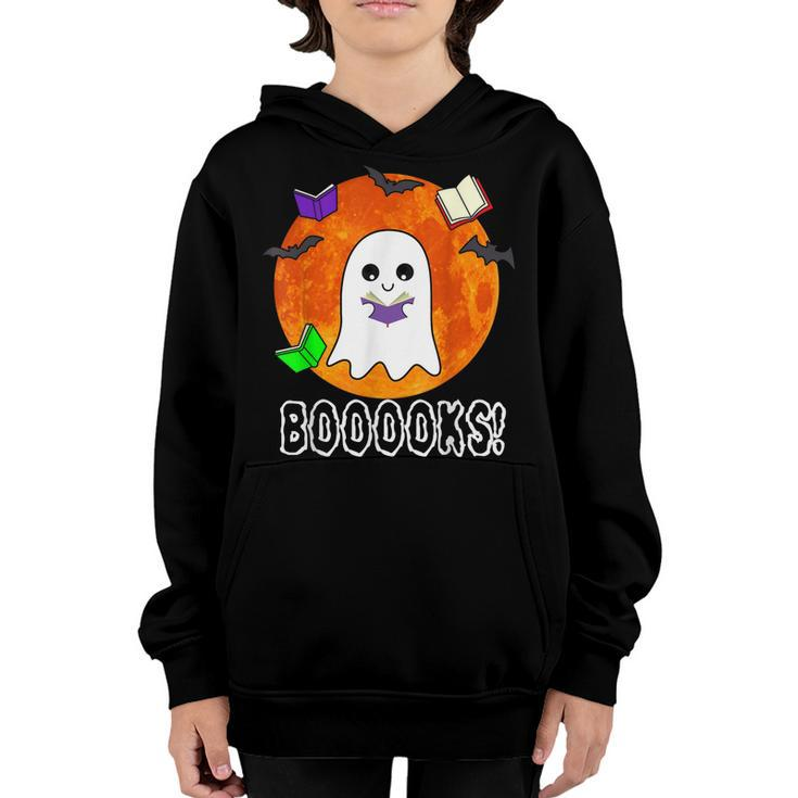 Ghost Book Boo Reading Booooks Halloween Library Teachers  Youth Hoodie