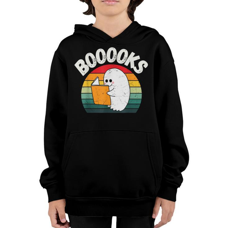 Ghost Booooks Halloween Boo Teacher And Kids Reading Books  Youth Hoodie