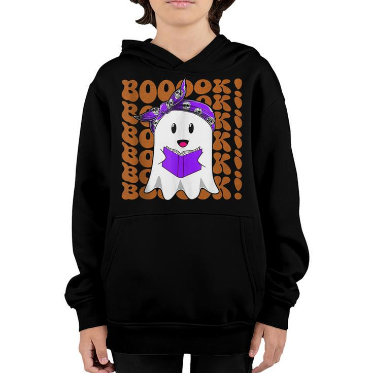 Halloween Booooks Ghost Reading Boo Read Books Library  V2 Youth Hoodie