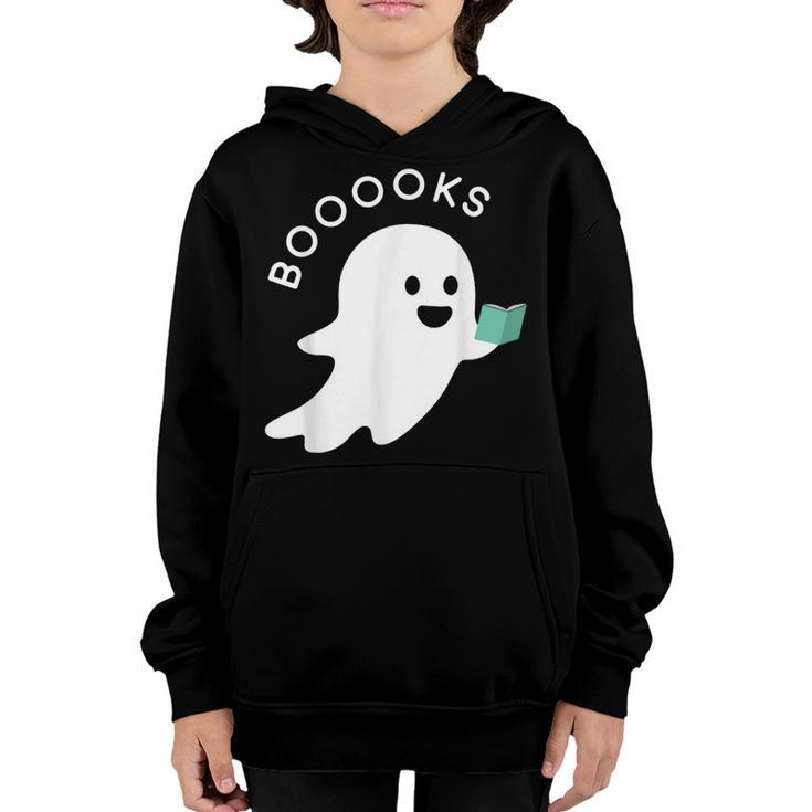 Halloween Booooks Ghost Reading Boo Read Books Library  Youth Hoodie