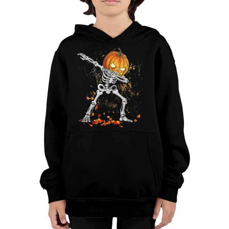 Halloween Boys Dabbing Skeleton Scary Pumpkin Jack O Lantern  V12 Youth Hoodie
