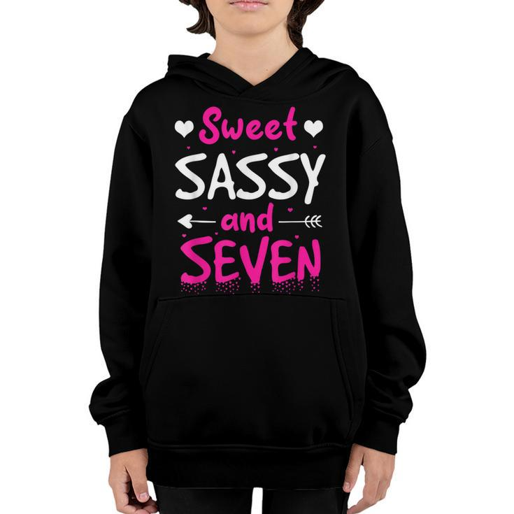 Happy 7Th Birthday Sweet Sassy And Seven Girls 7 Years Old  V3 Youth Hoodie