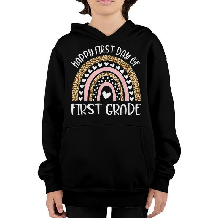 Happy First Day Of 4Th Grade Teacher Back To School Rainbow  Youth Hoodie