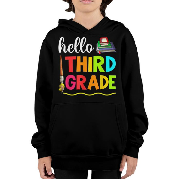 Hello Third Grade Boy Kids Teachers Girl Students 3Rd Grade  Youth Hoodie