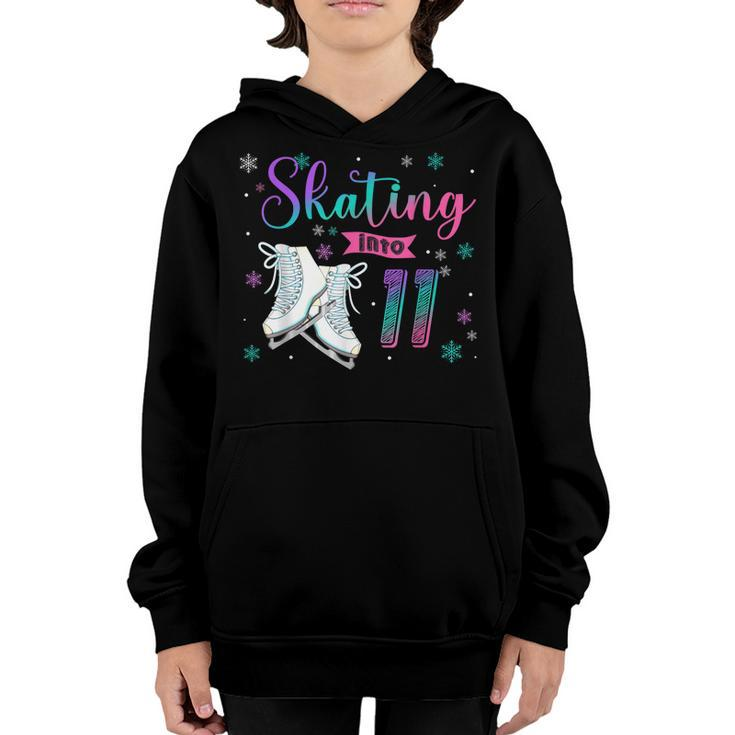 Ice Skating Rolling 11Th Birthday Party Girl Family Matching  Youth Hoodie