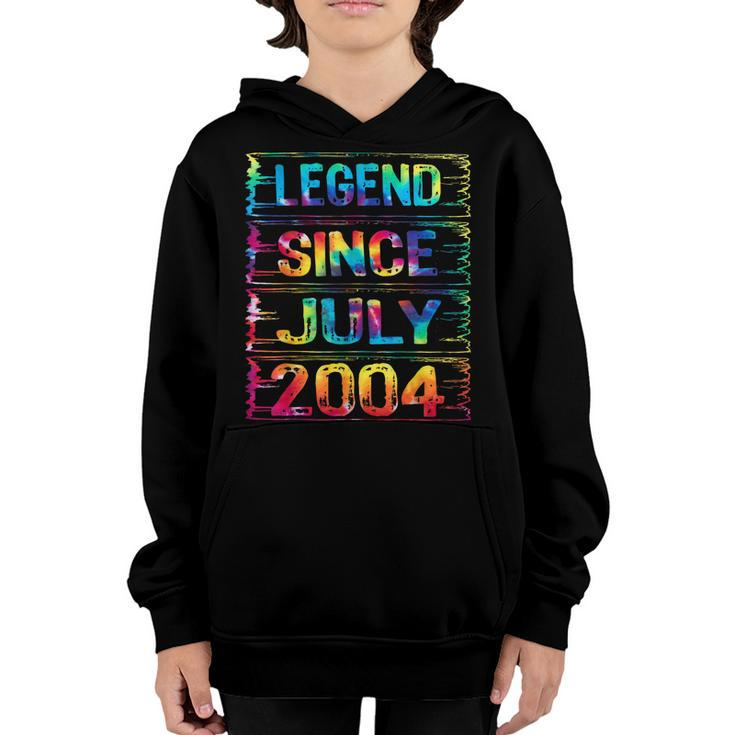 July 18 Years Old Since 2004 18Th Birthday Gifts Tie Dye  Youth Hoodie