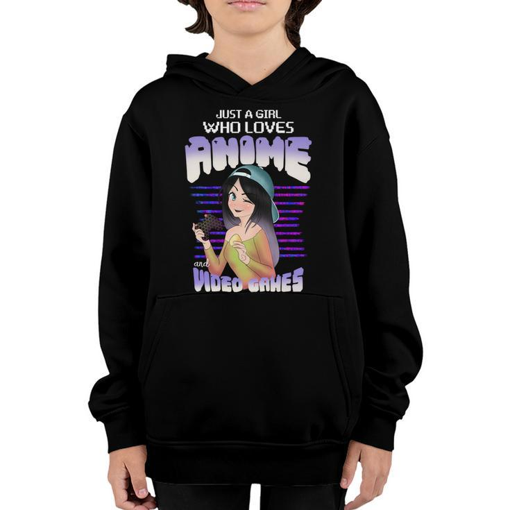 Just A Girl Who Loves Anime And Video Games Youth Hoodie
