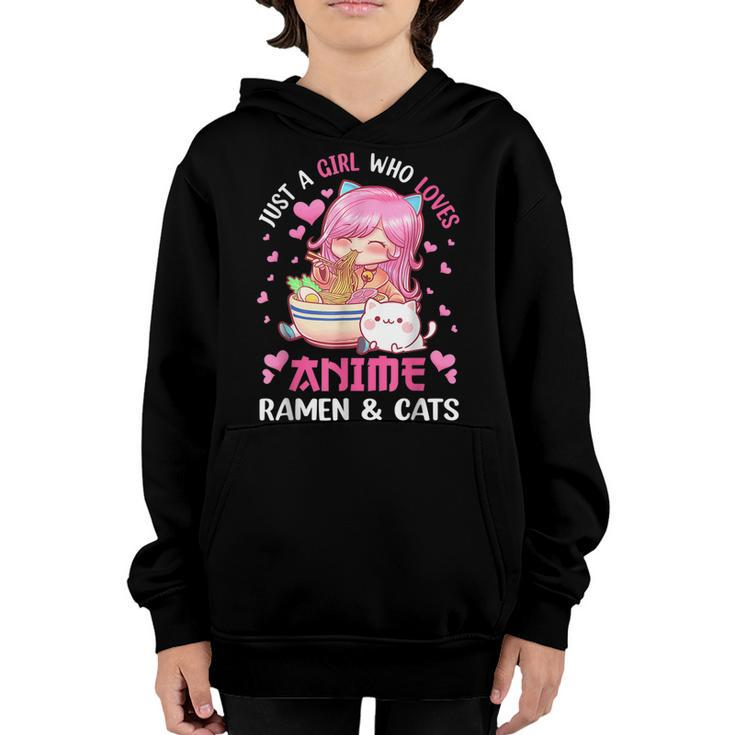 Just A Girl Who Loves Anime Ramen And Cats Kawaii Japanese  Youth Hoodie
