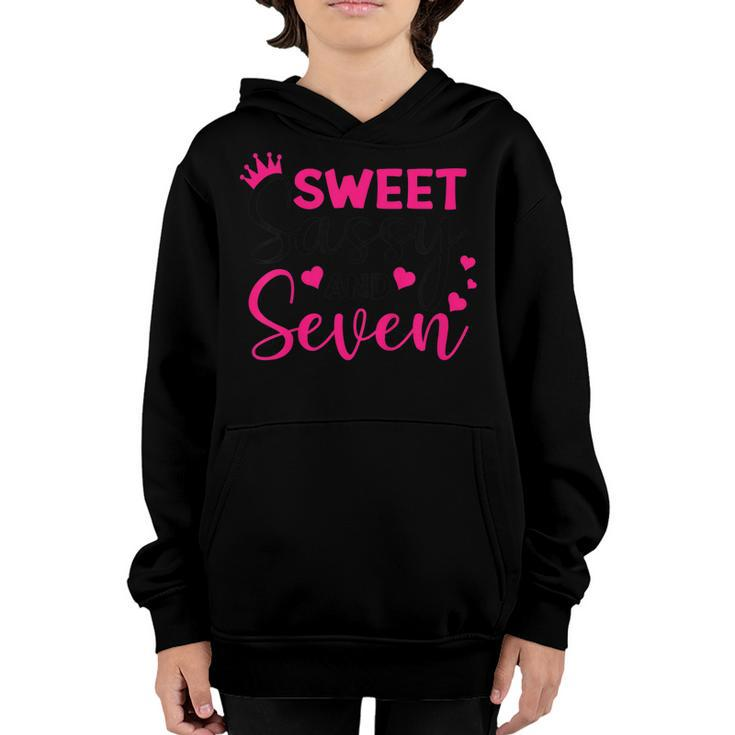 Kids Happy 7Th Birthday Sweet Sassy And Seven Girls 7 Years Old  V2 Youth Hoodie