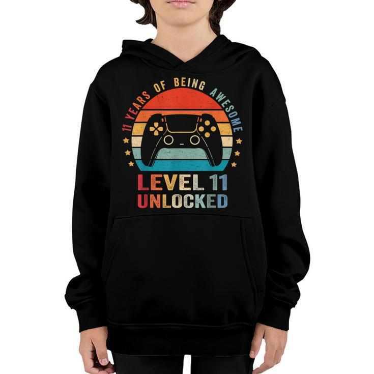 Level 11 Unlocked  Funny Video Gamer 11Th Birthday Gift  V2 Youth Hoodie