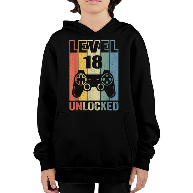 Level 18 Unlocked  18Th Video Gamer Birthday Boy Gift  V2 Youth Hoodie