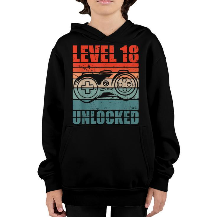 Level 18 Unlocked - Video Gamer Boy 18Th Birthday Gaming  Youth Hoodie