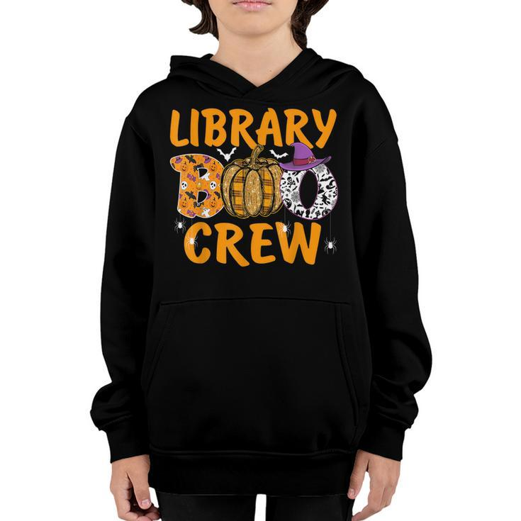 Library Boo Crew School Librarian Halloween Library Book  V4 Youth Hoodie