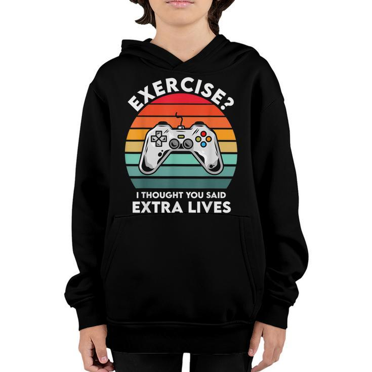 Mens I Thought You Said Extra Lives Funny Video Game Vintage  Youth Hoodie