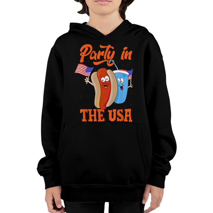 Party In The Usa  Hot Dog Love Usa Funny Fourth Of July  Youth Hoodie