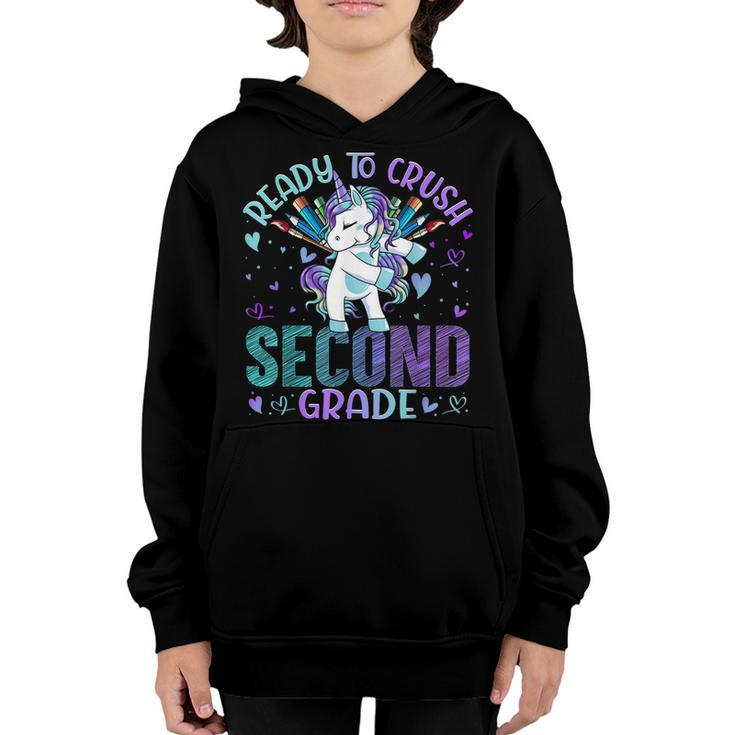 Ready To Crush Second 2Nd Grade Back To School Unicorn Kids  Youth Hoodie