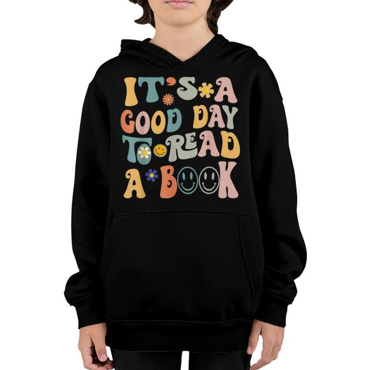 Retro Groovy National Read A Book Day Funny Book Lover  Youth Hoodie