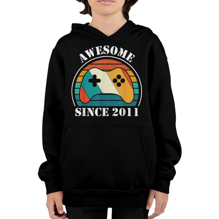 Retro Vintage Since 2011 11Th Birthday 11 Years Gamer  Youth Hoodie