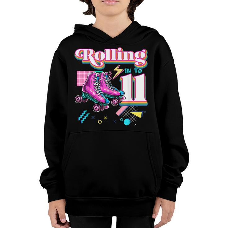 Rolling Into 11 Roller Skate 11Th Birthday Girl Gifts  Youth Hoodie