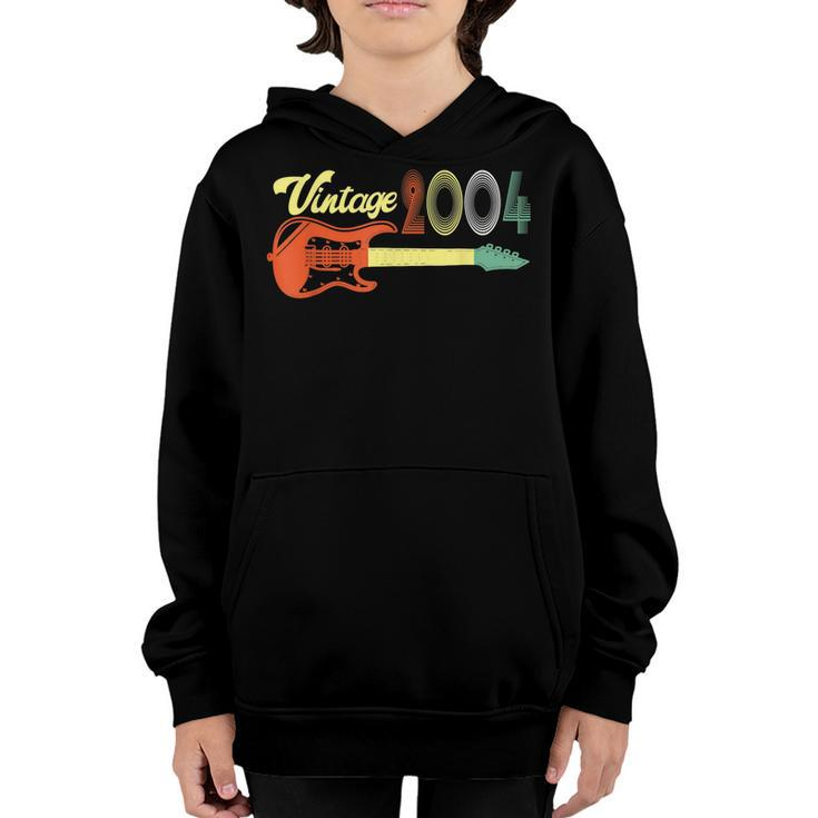 Vintage 2004 Retro 18Th Birthday With Guitar 18 Years Old  Youth Hoodie