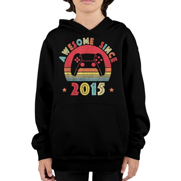 Vintage 7Th Birthday Awesome Since 2015 Retro Gamer Lover  Youth Hoodie