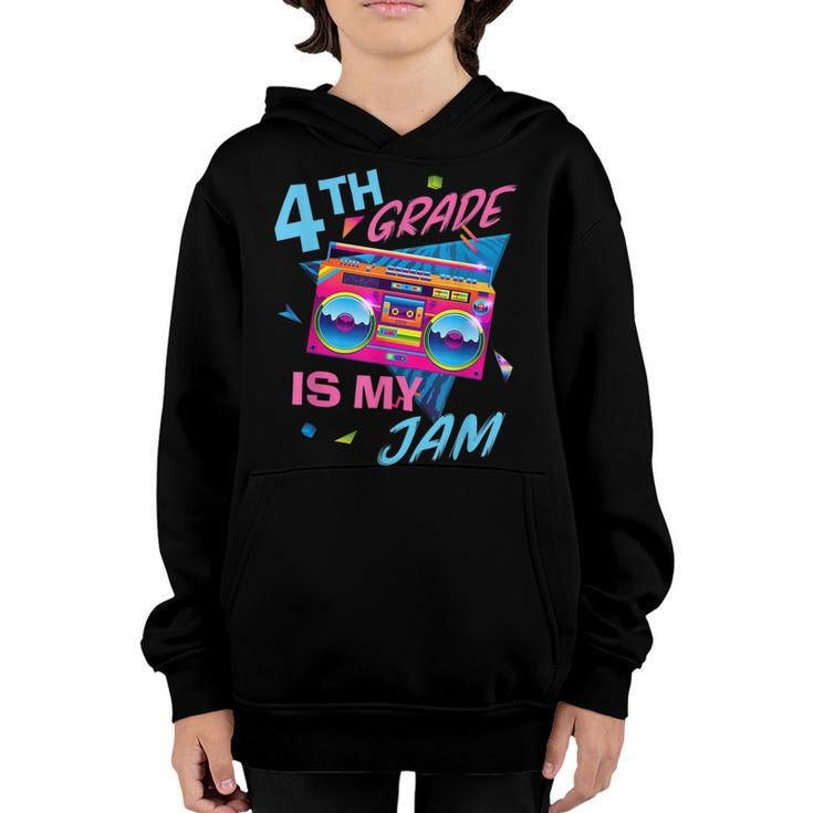 Vintage 80S Boombox 4Th Grade Is My Jam Teacher Student  Youth Hoodie