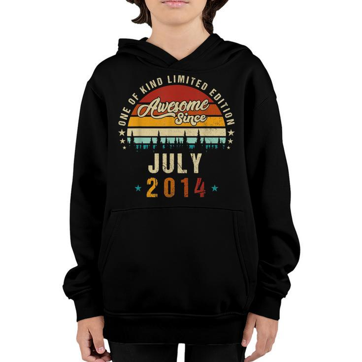 Vintage 8Th Birthday Awesome Since July 2014 Epic Legend  Youth Hoodie