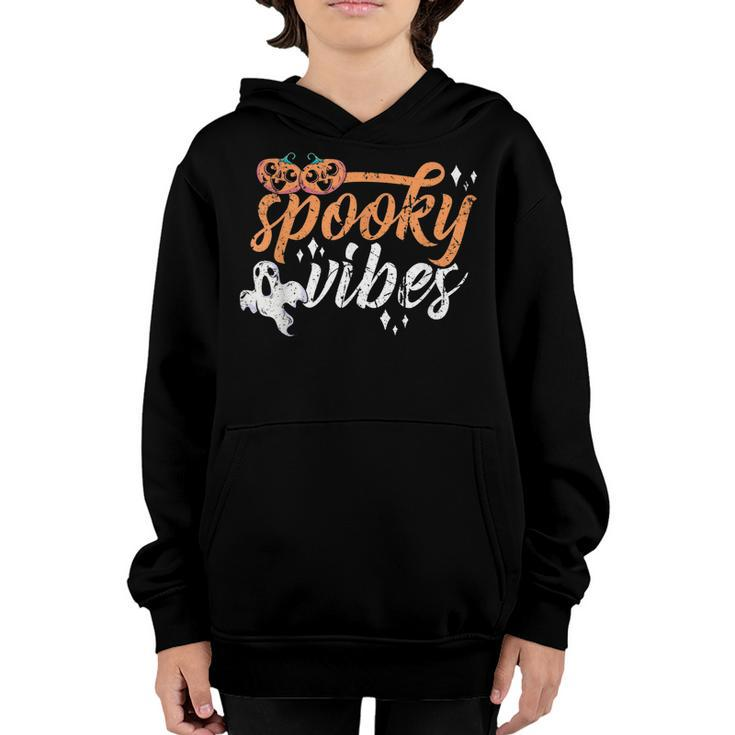 Vintage Spooky Vibes Halloween Novelty Graphic Art Design  Youth Hoodie