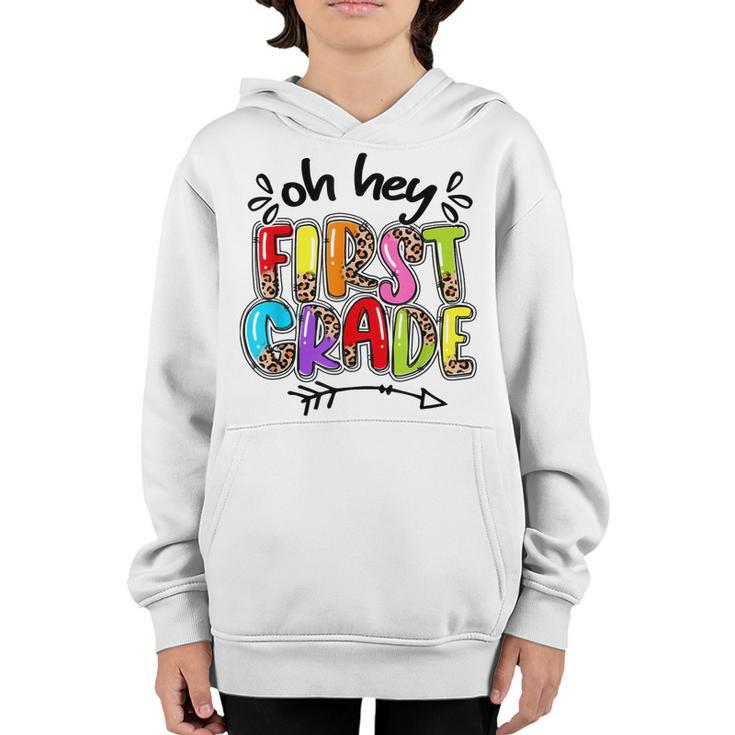 Back To School Leopard 1St Grade Squad First Grade Teacher  Youth Hoodie